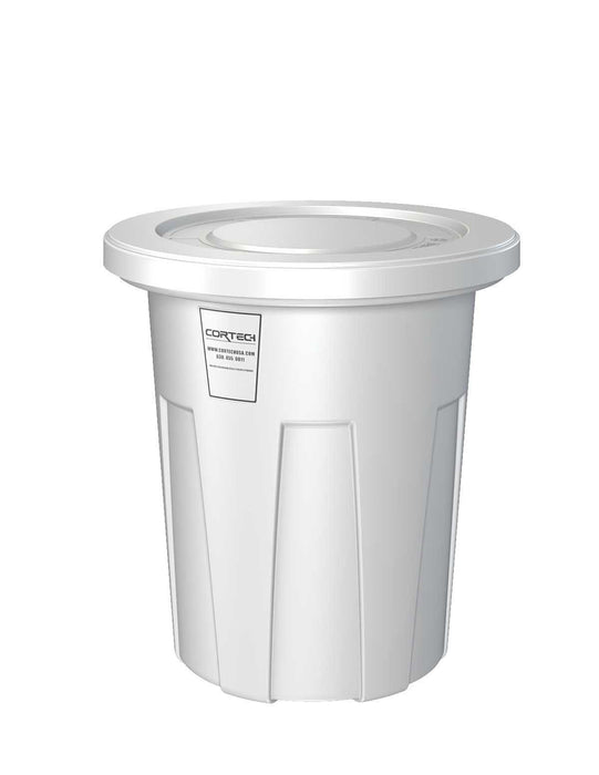 Cortech USA 352W Food Grade Receptacle W/Lid, White, 35 Gal