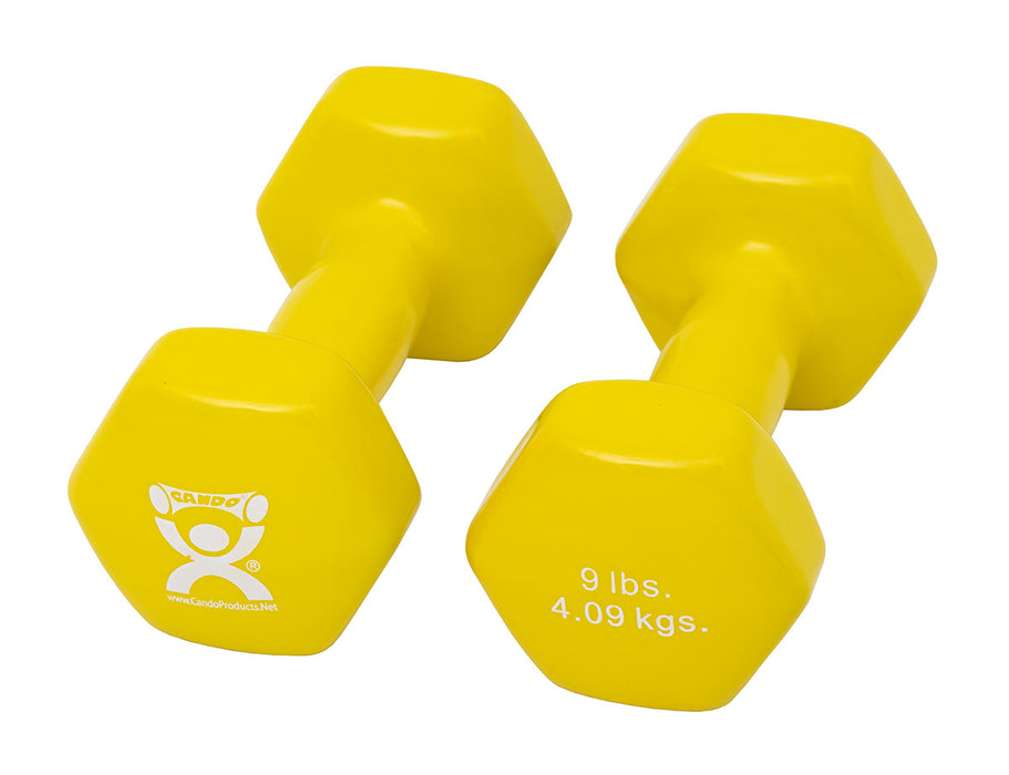 CanDo 10-0558-2 Vinyl Coated Dumbbell, Yellow (9 Lb), Pair