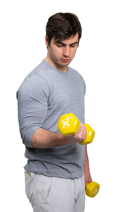 CanDo 10-0558-2 Vinyl Coated Dumbbell, Yellow (9 Lb), Pair