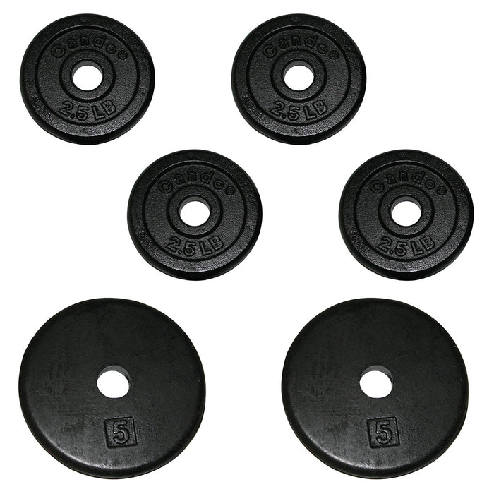 CanDo 10-0613 Iron Disc Weight Plates - 20 Lb Set (4 Each: 2.5 Lb Weights And 2 Each: 5 Lb Weights)