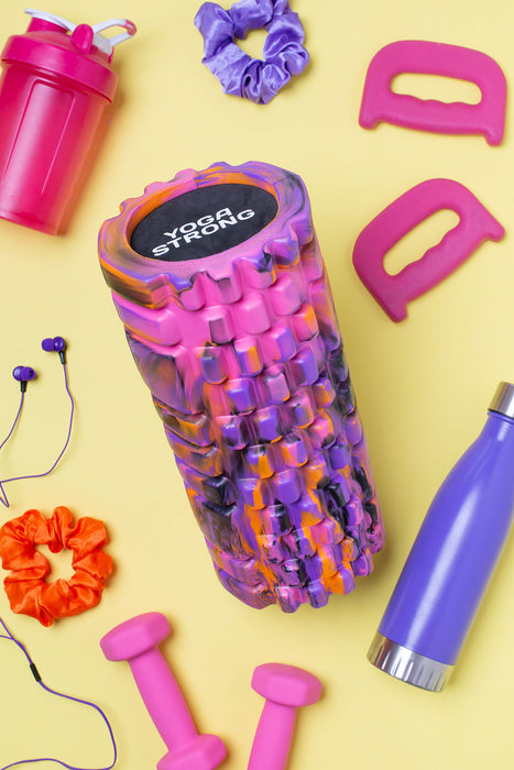 Yoga Strong FRPNK , Medium Density Ridged Foam Roller, Pink Tie Dye