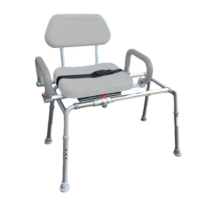 Platinum Health PHB3400G Carousel Sliding Bath Bench, Padded Swivel Seat, Armrests, Gray