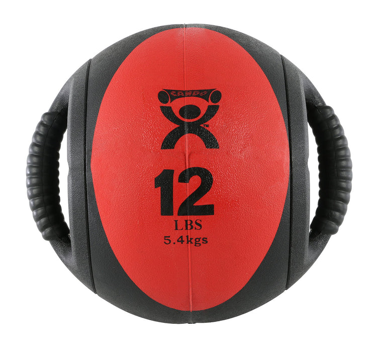 CanDo RCPT01-12LB-200 , Dual-Handle Medicine Ball, 9" Diameter, Red, 12 Lb.