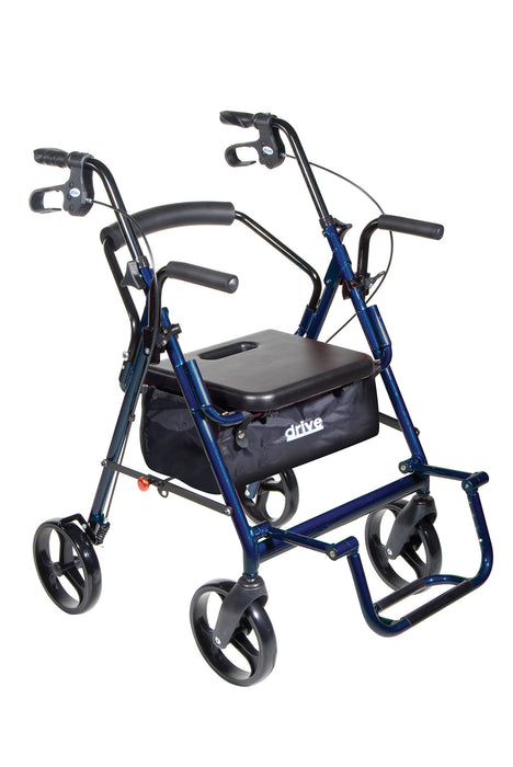 Drive 795b , Duet Dual Function Transport Wheelchair Rollator Rolling Walker, Blue