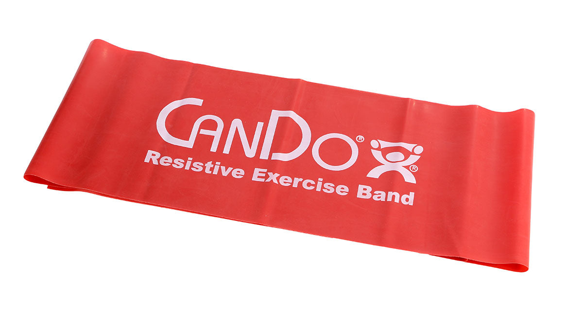 CanDo 10-6452 Low Powder Exercise Band - 5' Length - Red - Light