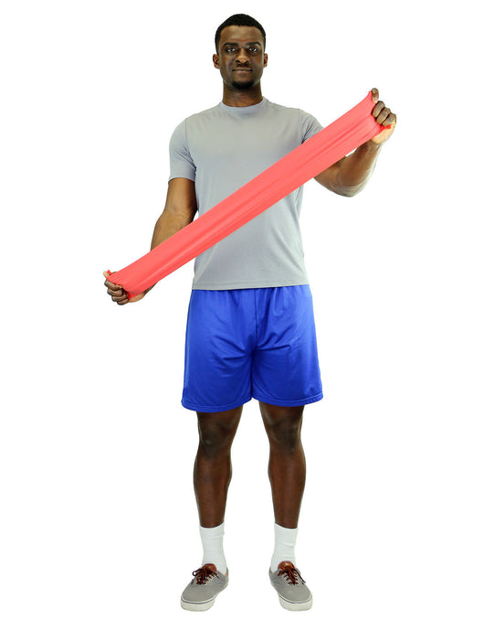 CanDo 10-6452 Low Powder Exercise Band - 5' Length - Red - Light