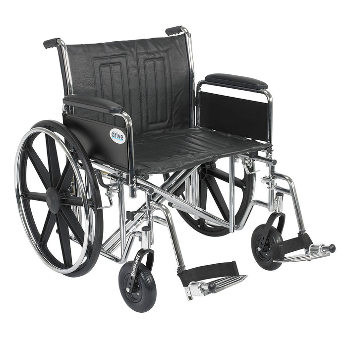 Drive std24ecdfa-sf , Sentra Ec Heavy Duty Wheelchair, Detachable Full Arms, Swing Away Footrests, 24" Seat