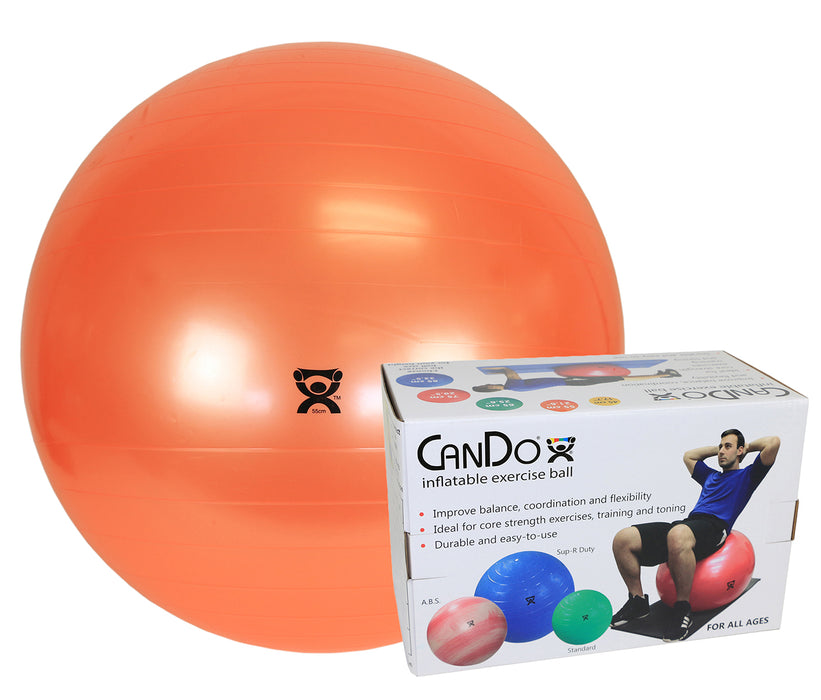 CanDo 30-1802B Inflatable Exercise Ball - Orange - 22" (55 Cm), Retail Box