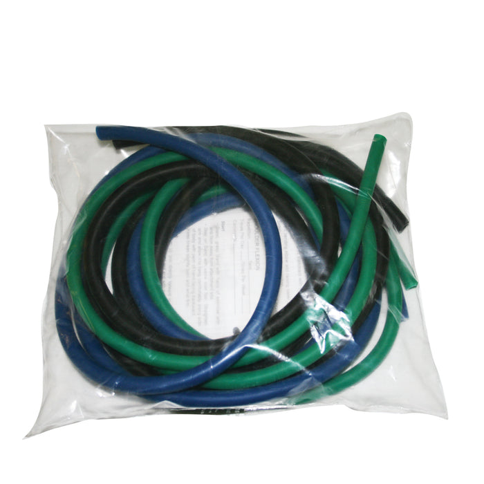 CanDo 10-5382 Low Powder Exercise Tubing Pep Pack - Moderate With Green, Blue, And Black Tubing