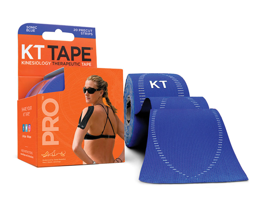 KT Tape 25-3441 Pro, Precut 10" Strip (20 Each), Sonic Blue