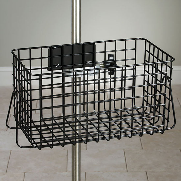 Clinton IV-52B , Iv Pole Accessory, Heavy Duty Wire Basket, Black, 12" X 6.5" X 6"