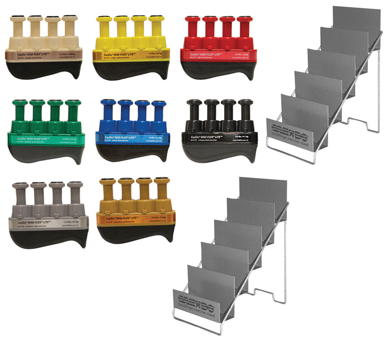 CanDo 10-3779 Digi-Flex Lite - Set Of 8 (1 Each: Tan, Yellow, Red, Green, Blue, Black, Silver, Gold) With 2 Metal Stands