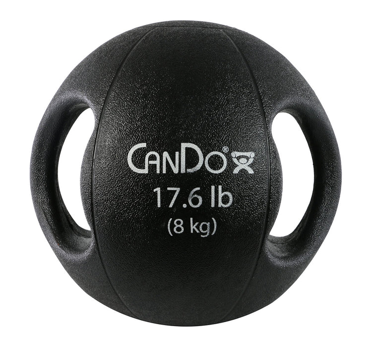 CanDo TS1211 BLACK , Molded Dual Handle Medicine Ball, Black, 17.6 Lb. (8 Kg)