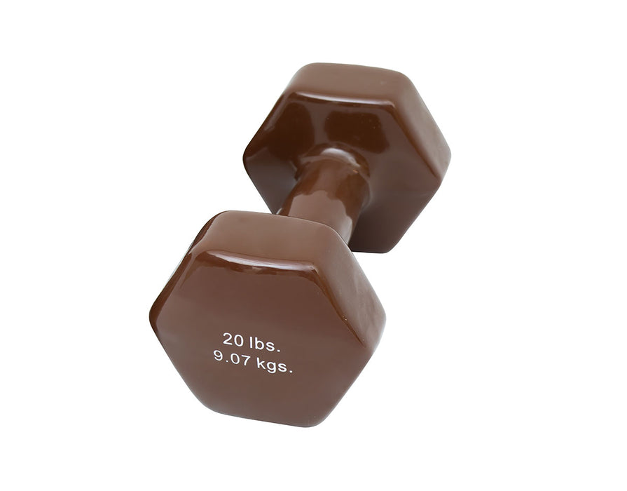 CanDo 10-0561 Vinyl Coated Dumbbell - 20 Lb - Brown, Each