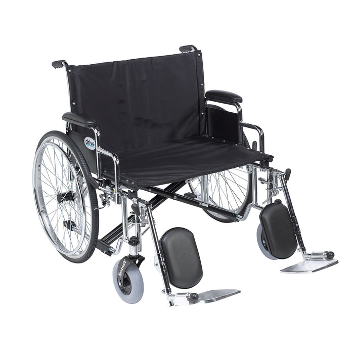 Drive STD28ECDDA-ELR Sentra Ec Heavy Duty Extra Wide Wheelchair, Detachable Desk Arms, Elevating Leg Rests, 28" Seat