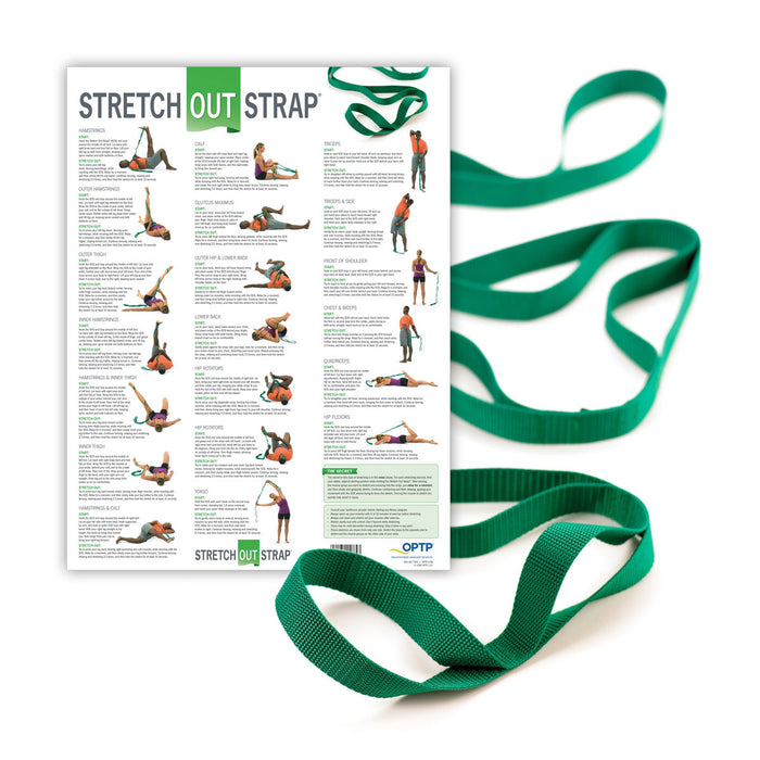 OPTP 440PS Stretch Out Strap With Stretching Exercise Poster