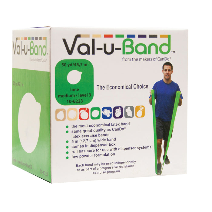 Val-u-Band A50512 .011x5 Resistance Bands, Dispenser Roll, 50 Yds., Lime-Level 3/7, Contains Latex