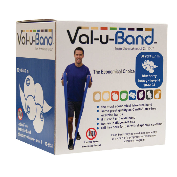 Val-u-Band 10-6124 Resistance Bands, Dispenser Roll, 50 Yds., Blueberry-Level 4/7, Latex-Free