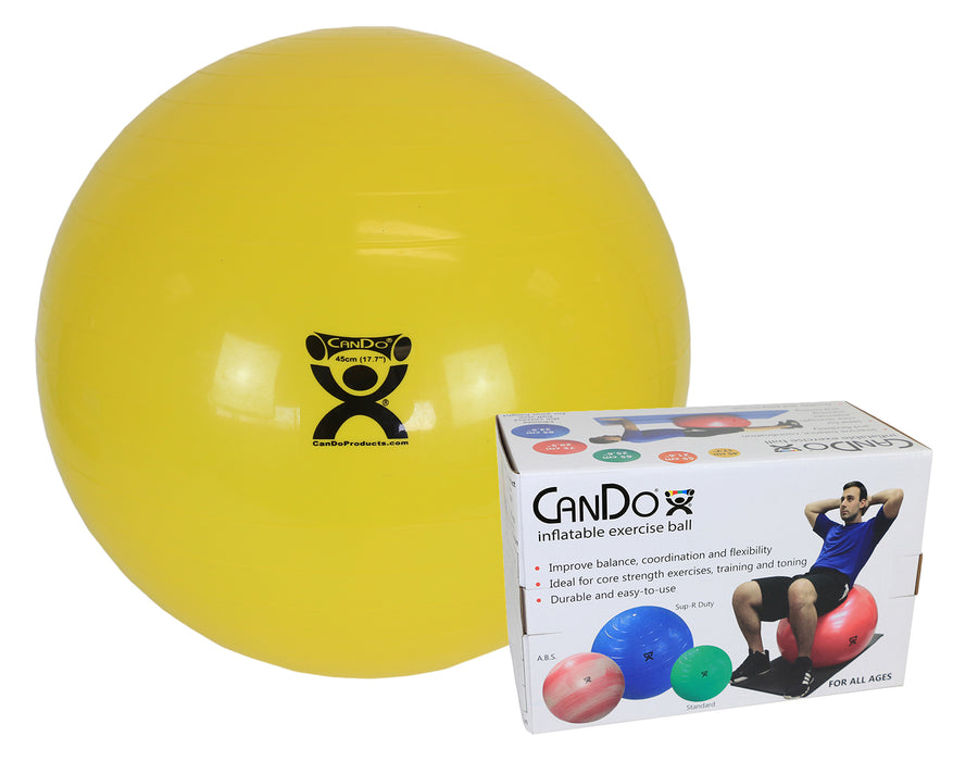 CanDo 30-1801B Inflatable Exercise Ball - Yellow - 18" (45 Cm), Retail Box