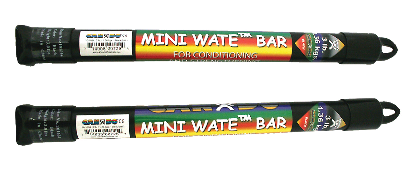 CanDo 3MINI BLACK Mini Wate Bar, Blue, 3 Lbs., Pair