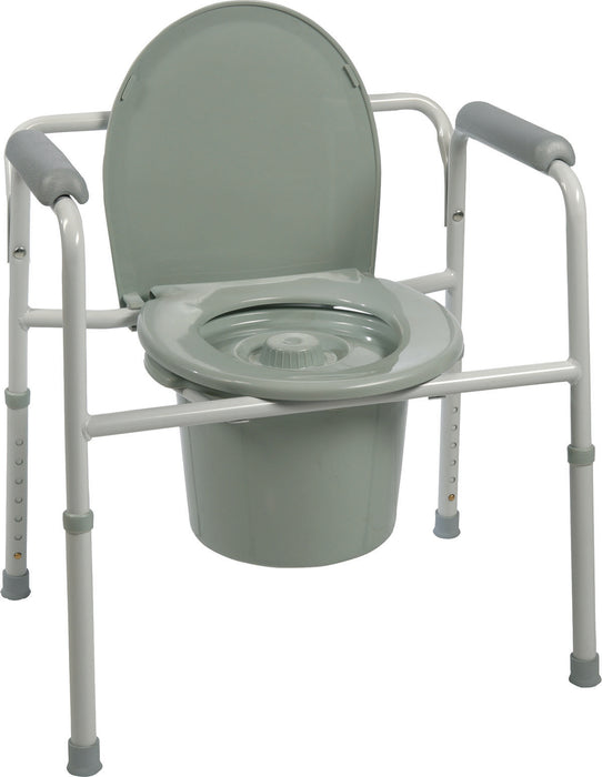 Compass Health BS31C Three-In-One Steel Commode With Plastic Armrests