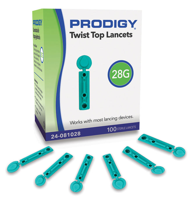 Prodigy PRO081028 Twist Top Lancets, 28G, 100 Count