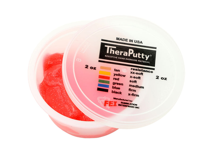 TheraPutty FAB 1212 GLIT Cando Sparkle Exercise Material - 2 Oz - Red - Soft