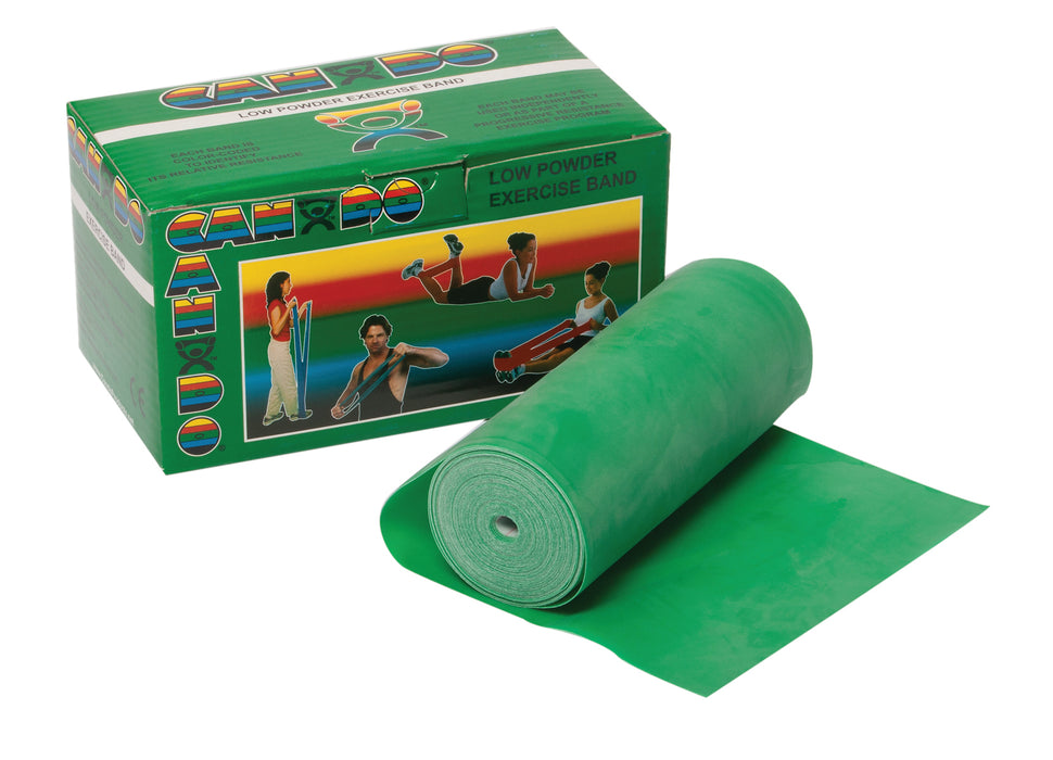 CanDo 105213B Low Powder Exercise Band - 6 Yard Roll - Green - Medium