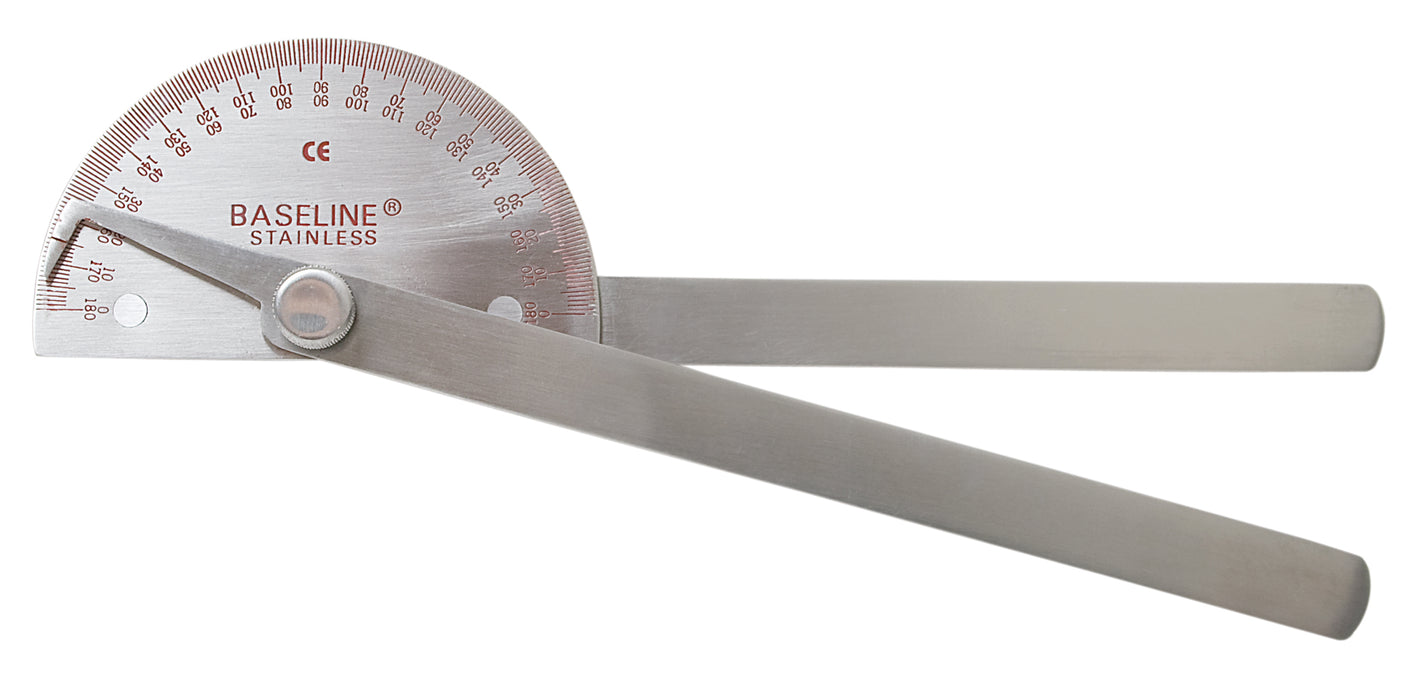 Baseline 12-1040 Metal Goniometer - 180 Degree Range - 8 Inch Legs