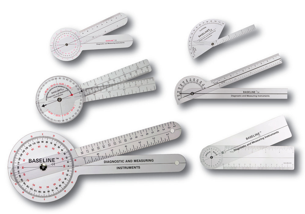 Baseline 12-1028-25 Plastic Goniometer - 6-Piece Set, 25-Pack