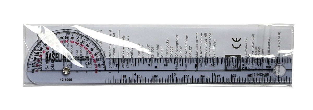 Baseline H60-121005 Plastic Goniometer - Pocket Style - 180 Degree Head - 6 Inch Arms