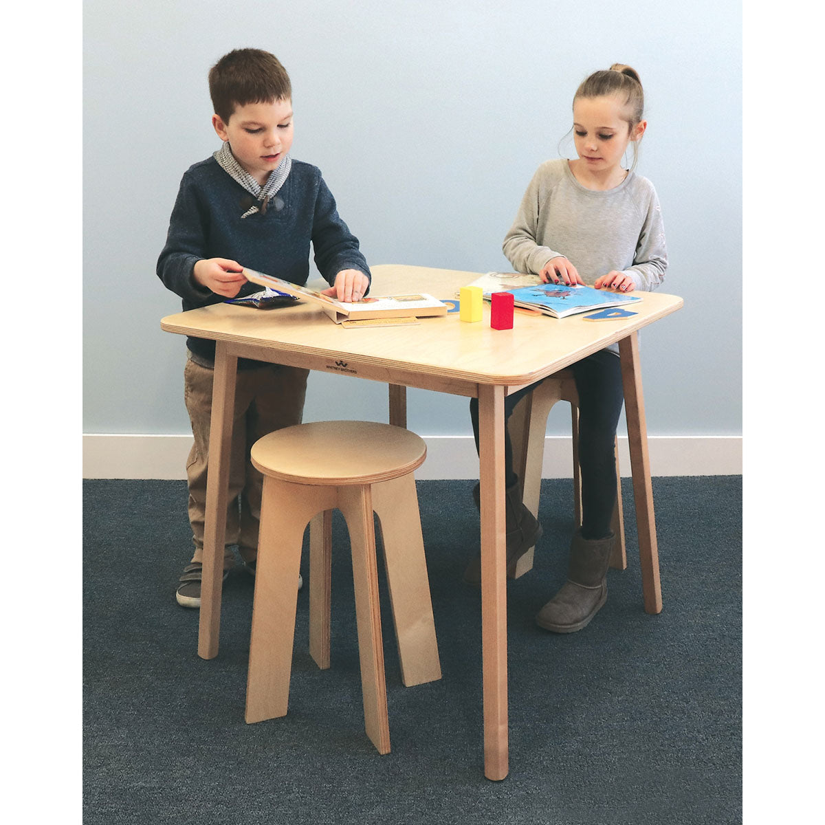 tand Up Table With Two Stools Set