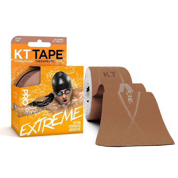 KT Tape 25-3461 Pro Extreme, Precut 10" Strip (20 Each), Titan Tan