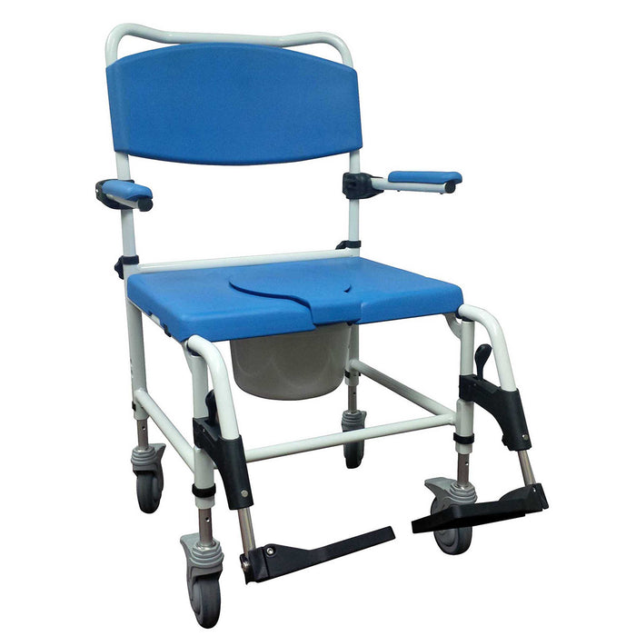 Drive NRS185008 , Aluminum Bariatric Rehab Shower Commode Chair With Two Rear-Locking Casters