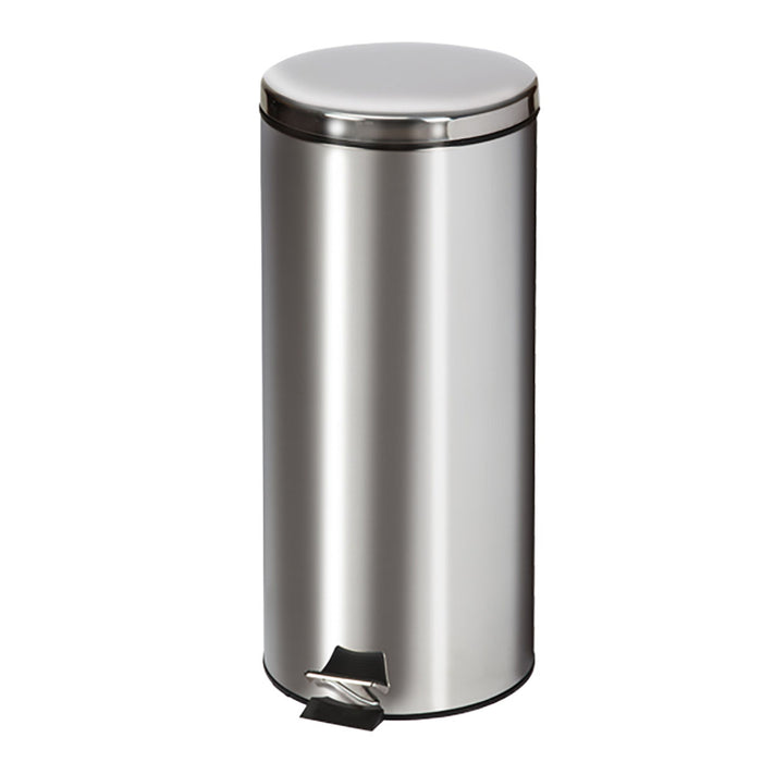 Clinton TR-32S , Small Round Waste Receptacle. Stainless Steel, 32 Quart