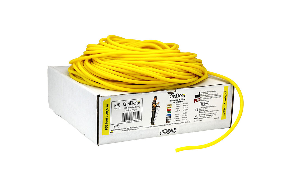 CanDo 11-14-100-3 Low Powder Exercise Tubing - 100' Dispenser Roll - Yellow - X-Light