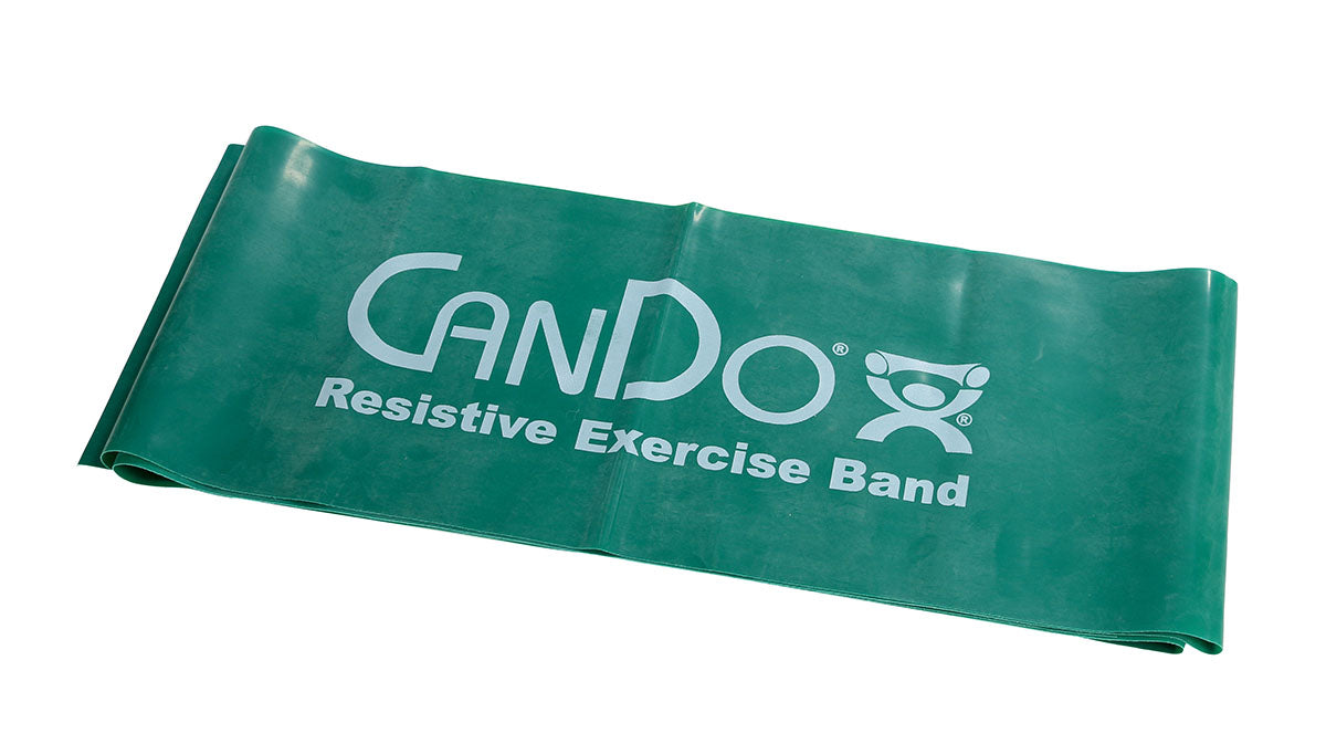 CanDo 10-6453 Low Powder Exercise Band - 5' Length - Green - Medium