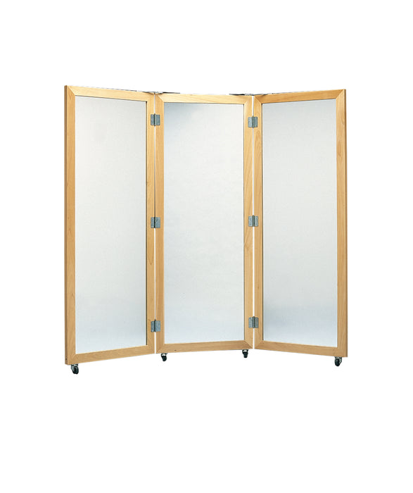 FEI 701C Glass Mirror, Mobile Caster Base, 3-Panel Mirror, 22" W X 60" H