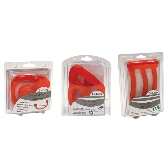 CanDo 10-1562 Jelly Expander Single, Double And Triple Exerciser Kit - Red - Light