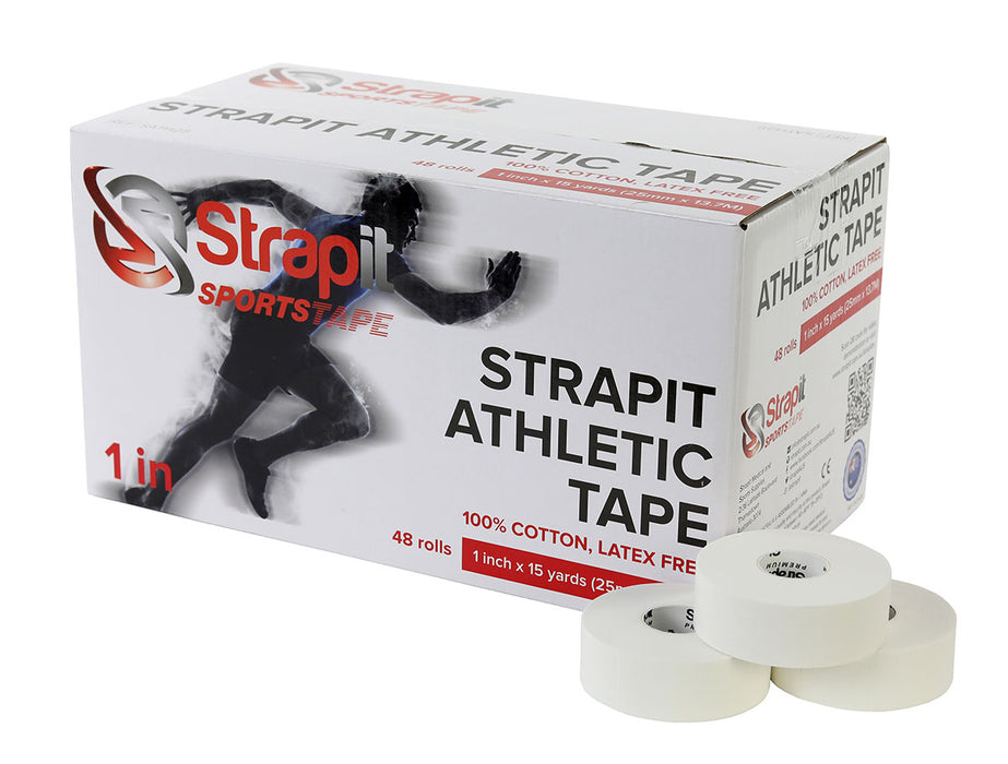 Strapit SATH25 Athletic Tape, 1" (25 Mm) Roll, Box Of 48