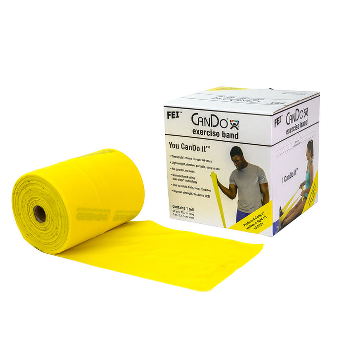 CanDo 105221B Low Powder Exercise Band - 50 Yard Roll - Yellow - X-Light