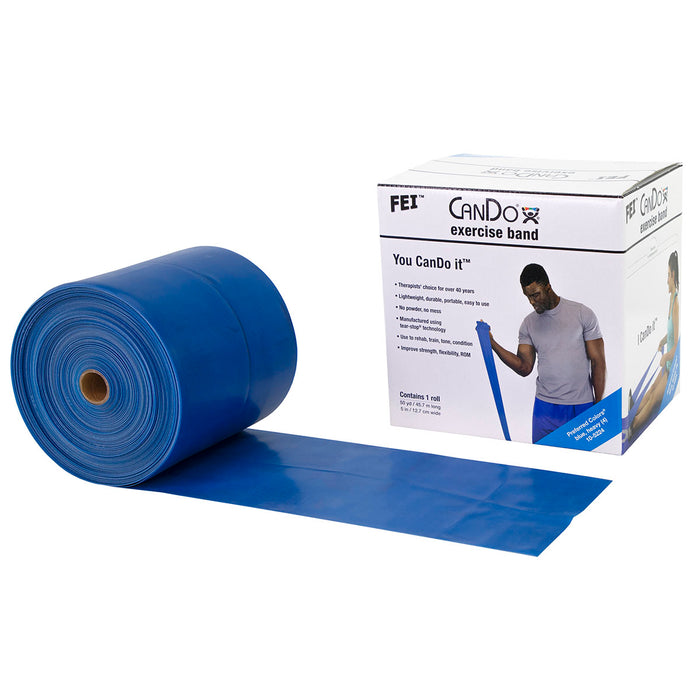 CanDo 105224B Low Powder Exercise Band - 50 Yard Roll - Blue - Heavy