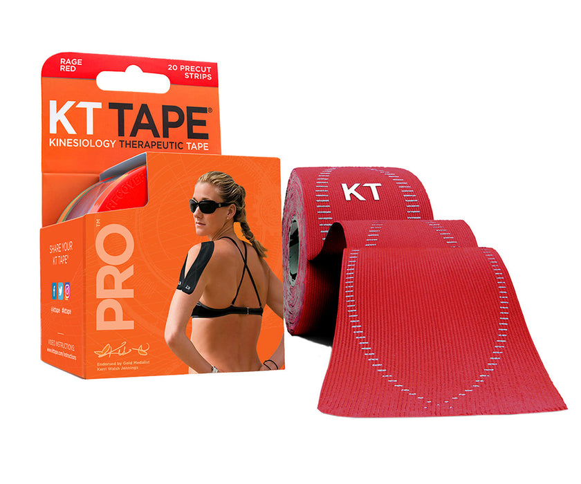 KT Tape 25-3440 Pro, Precut 10" Strip (20 Each), Rage Red