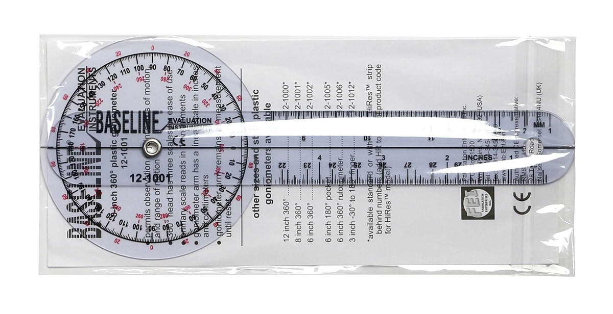 Baseline H60-121001 Plastic Goniometer - 360 Degree Head - 8 Inch Arms