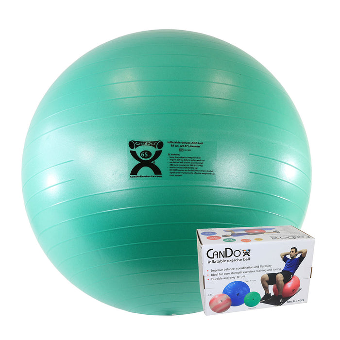 CanDo 30-1853B Inflatable Exercise Ball - Abs Extra Thick - Green - 26" (65 Cm), Retail Box