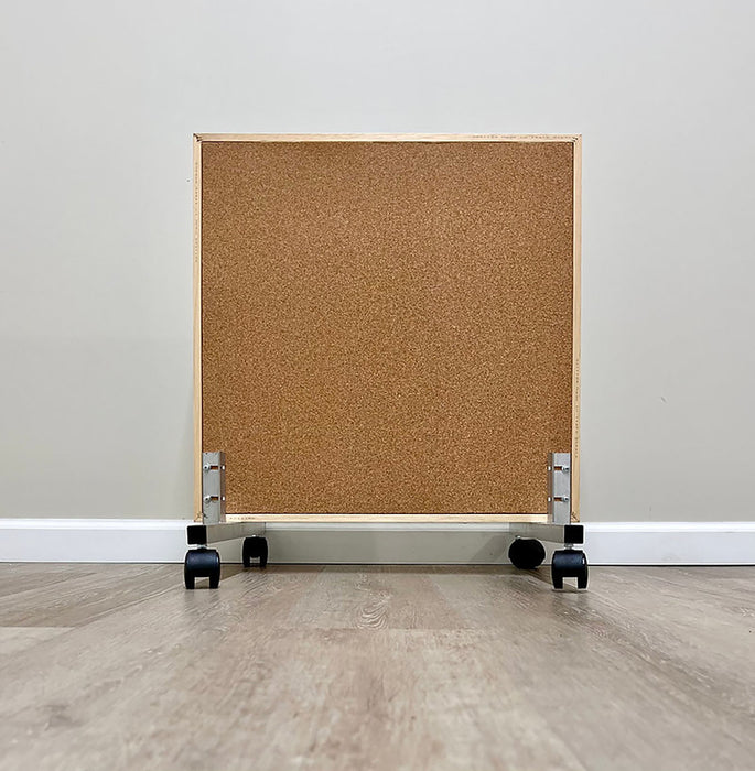 FEI 16" x 48"RSC Glassless Mirror, Rolling Stand And Corkboard Back Panel, 16" W X 48" H