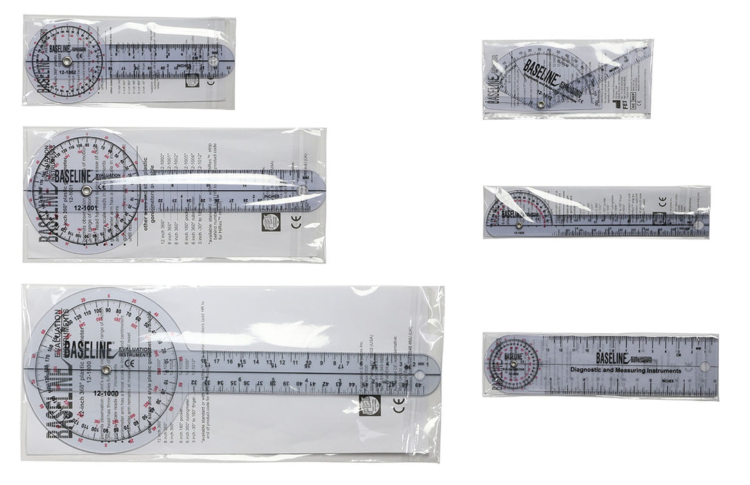 Baseline 12-1028 Plastic Goniometer - 6-Piece Set