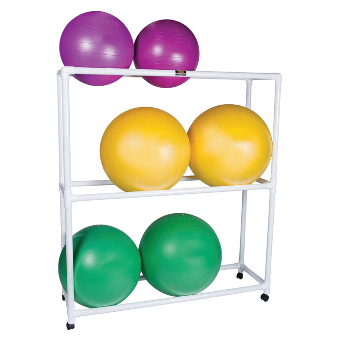 CanDo MSR60 Inflatable Exercise Ball - Accessory - Pvc Mobile Floor Rack, 62" X 20" X 72", 3 Shelf