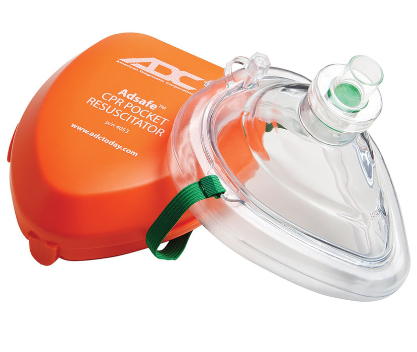 ADC 77-0006 Adsafe Cpr Pocket Resuscitator, Adult, Orange, W/ Case