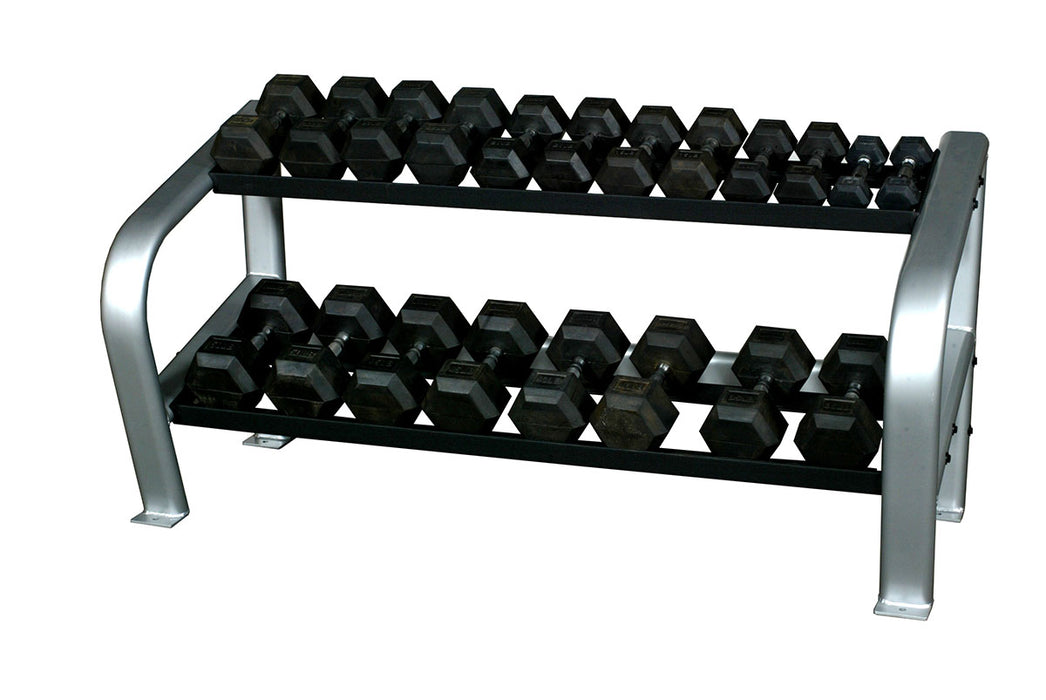 Inflight 5004-550HXP Fitness, Deluxe 2-Tier Dumbbell Rack, 10 Pair Rubber Hexagon Dumbbell Set